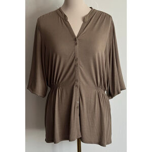 Women's J.Jill Brown Stretch Tunic Top, Size L